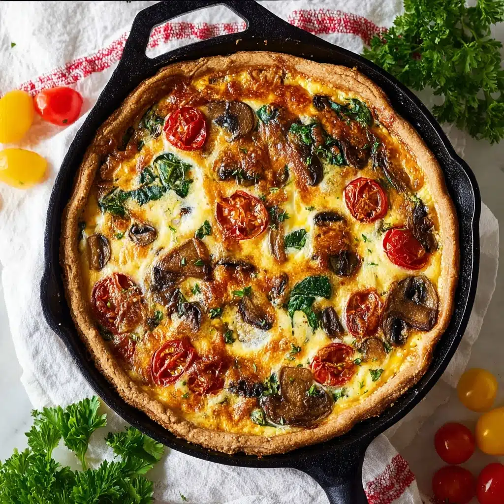 Cheesy Spinach Mushroom Tomato Quiche Recipe
