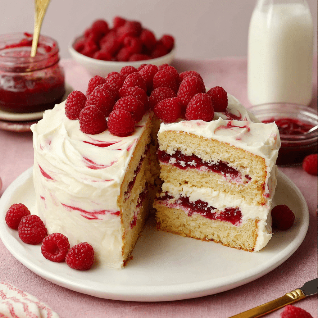 White Chocolate Raspberry Cake Recipe - Recipe Image