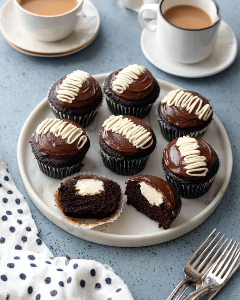 Cream-Filled Chocolate Cupcakes with Chocolate Ganache and Vanilla Buttercream Recipe