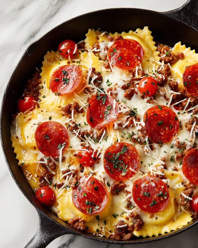 Cheesy Pizza Ravioli Bake Recipe