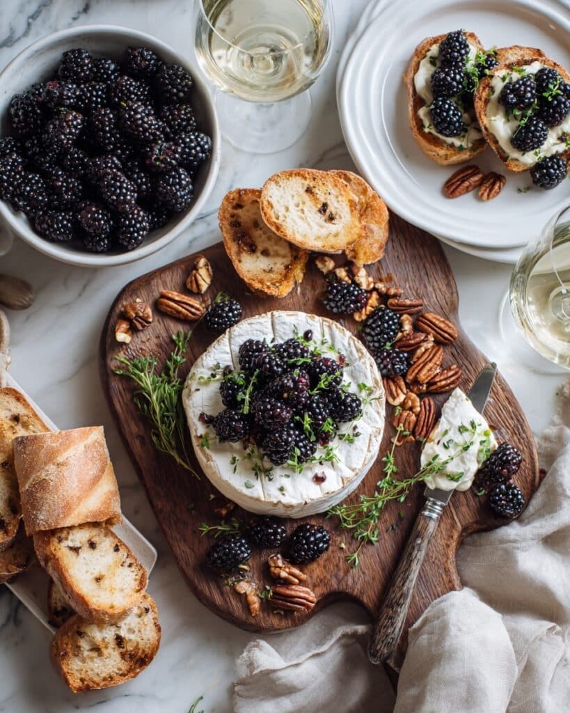 Grilled Cedar Plank Brie with Blackberry Honey Balsamic Topping Recipe