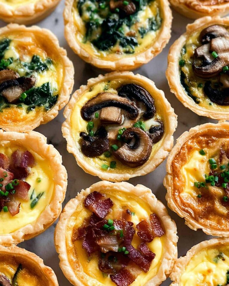 Mini Quiche Variations: Lorraine, Spinach & Cheese, Mushroom, and Mediterranean Recipe