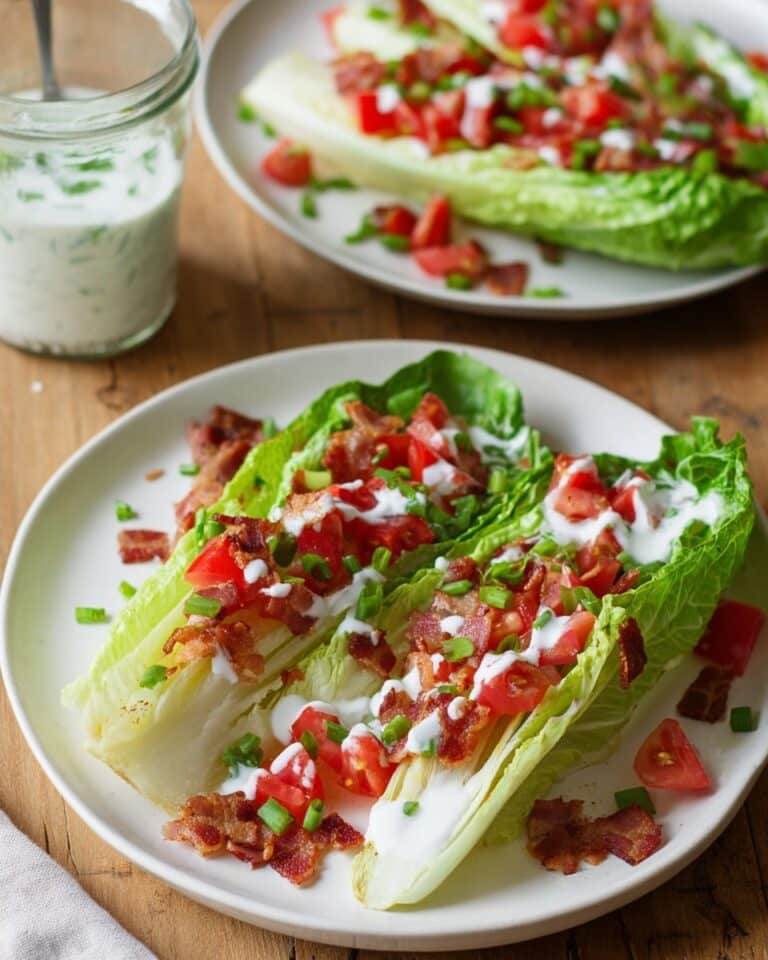 Romaine Wedge Salad with Homemade Greek Yogurt Dressing and Bacon Recipe