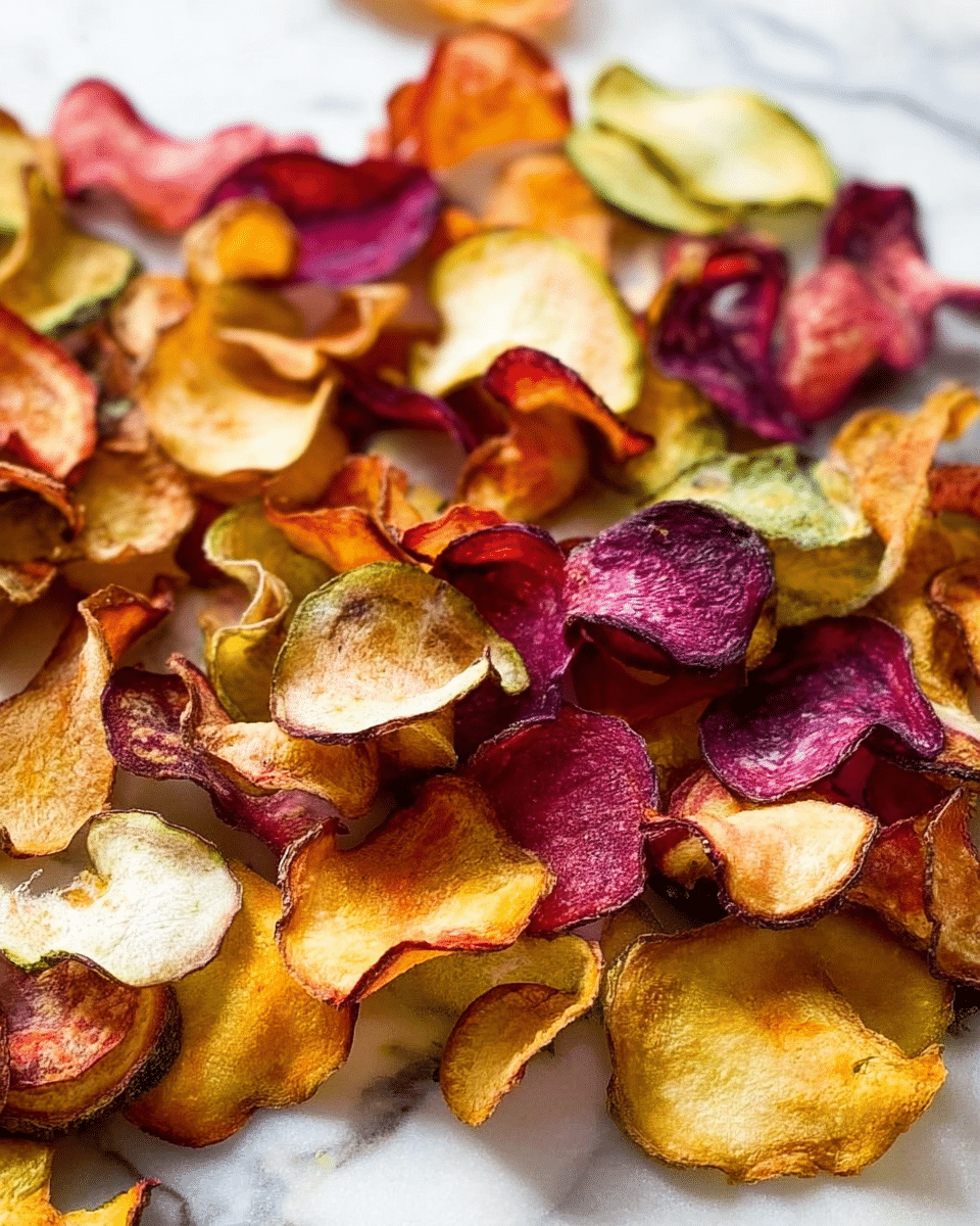 A white cup filled with an assortment of dried vegetable chips, showing multiple layers of thin, curled slices in various colors including orange, dark red, light green, and beige. The chips have a rough, slightly crinkled texture, and the colors are vibrant with some darker edges from drying. The cup sits on a white marbled surface, with the handle visible on the right side. The overall look is simple and bright, highlighting the natural shapes and colors of the vegetable chips. photo taken with an iphone --ar 4:5 --v 7