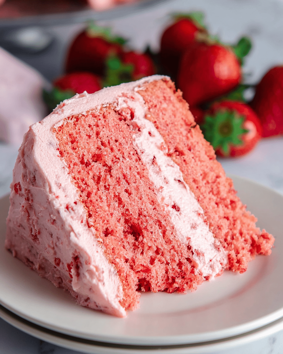 Fresh Strawberry Cake with Strawberry Buttercream Recipe