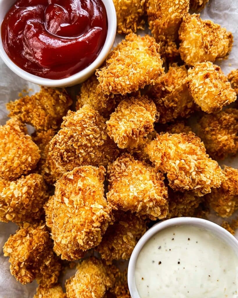 Crispy Popcorn Chicken with Dipping Sauce Recipe