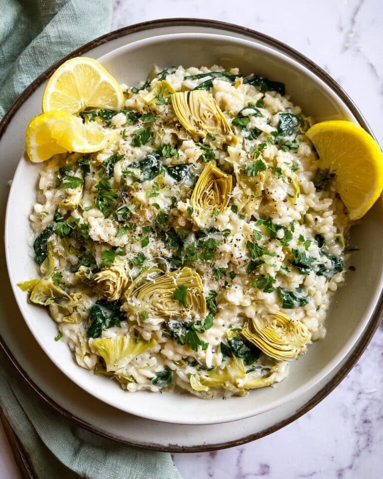 Creamy Spinach Artichoke Orzo with Cottage Cheese Recipe