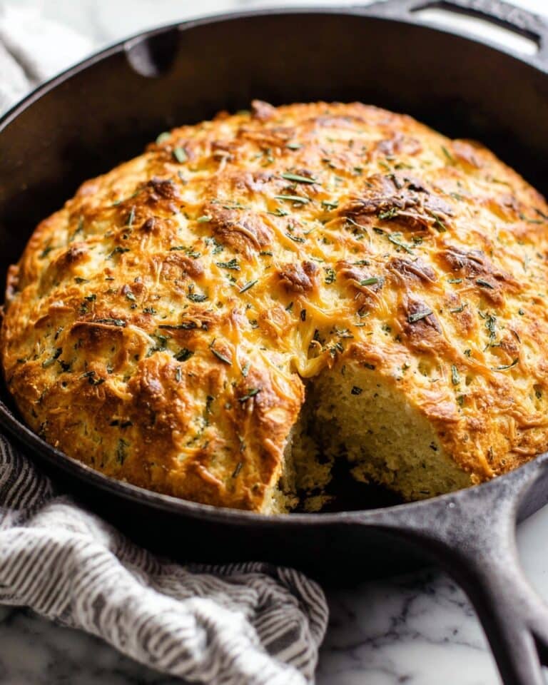No Knead Rosemary Parmesan Skillet Bread Recipe
