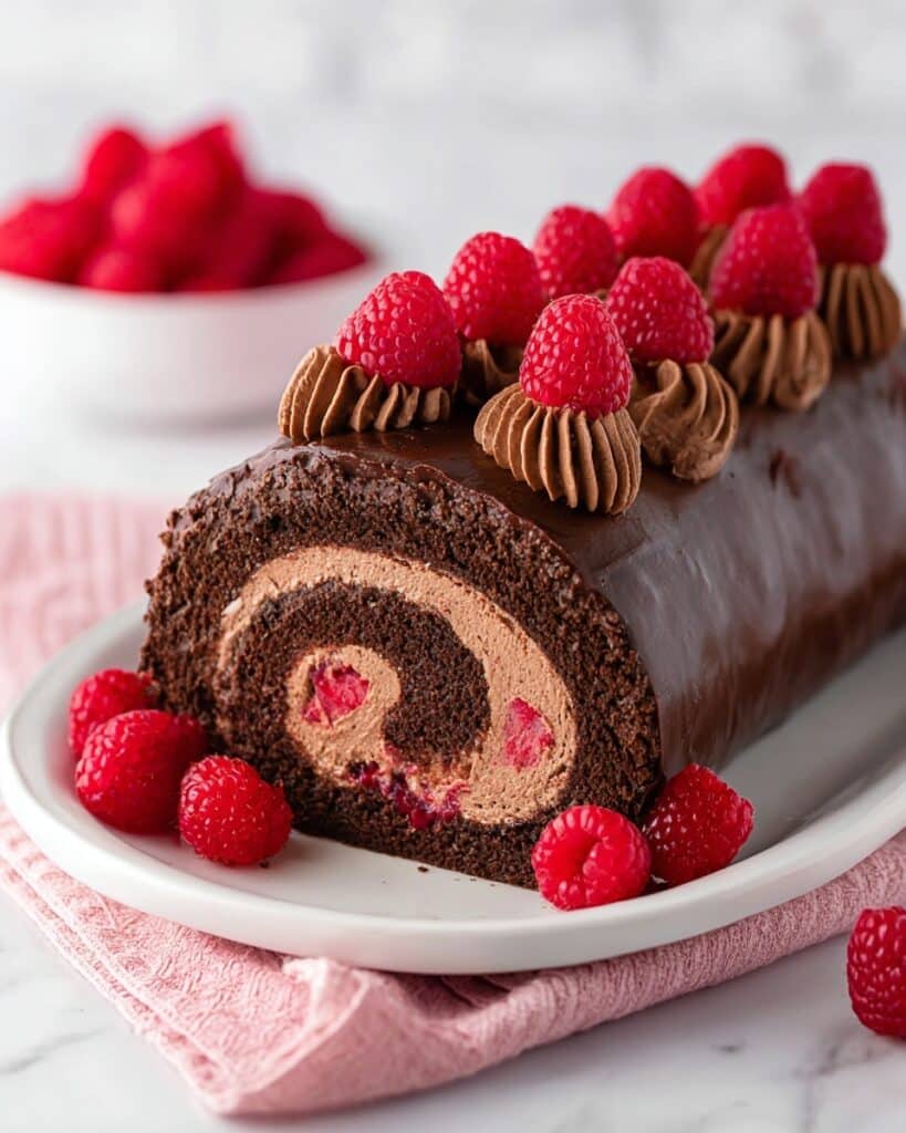 Raspberry Chocolate Roll Cake Recipe