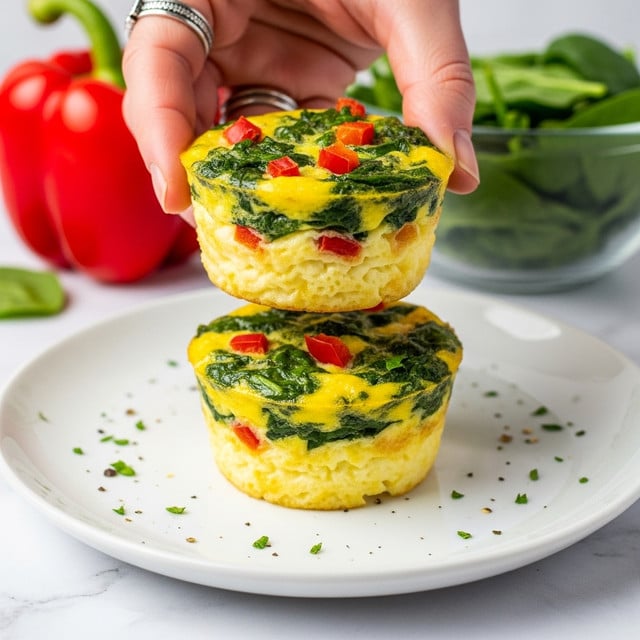 Egg White Bites with Cottage Cheese, Spinach, and Red Bell Pepper Recipe