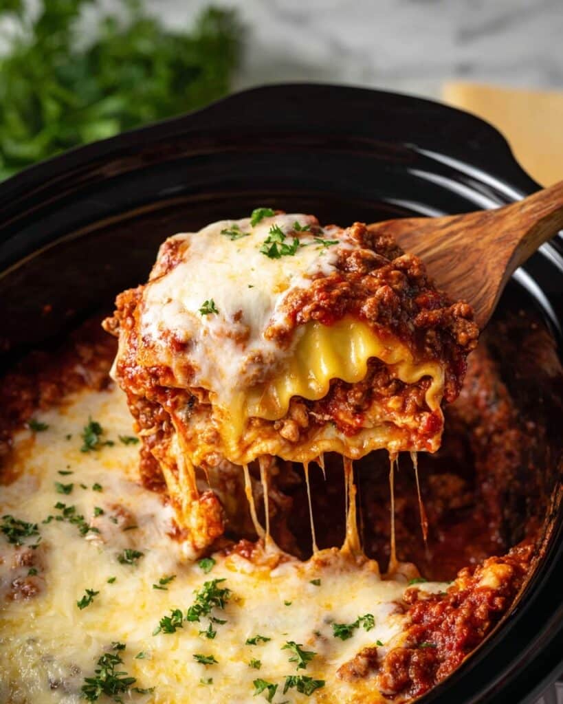 Crockpot Ravioli with Ground Beef and Melty Cheese Recipe