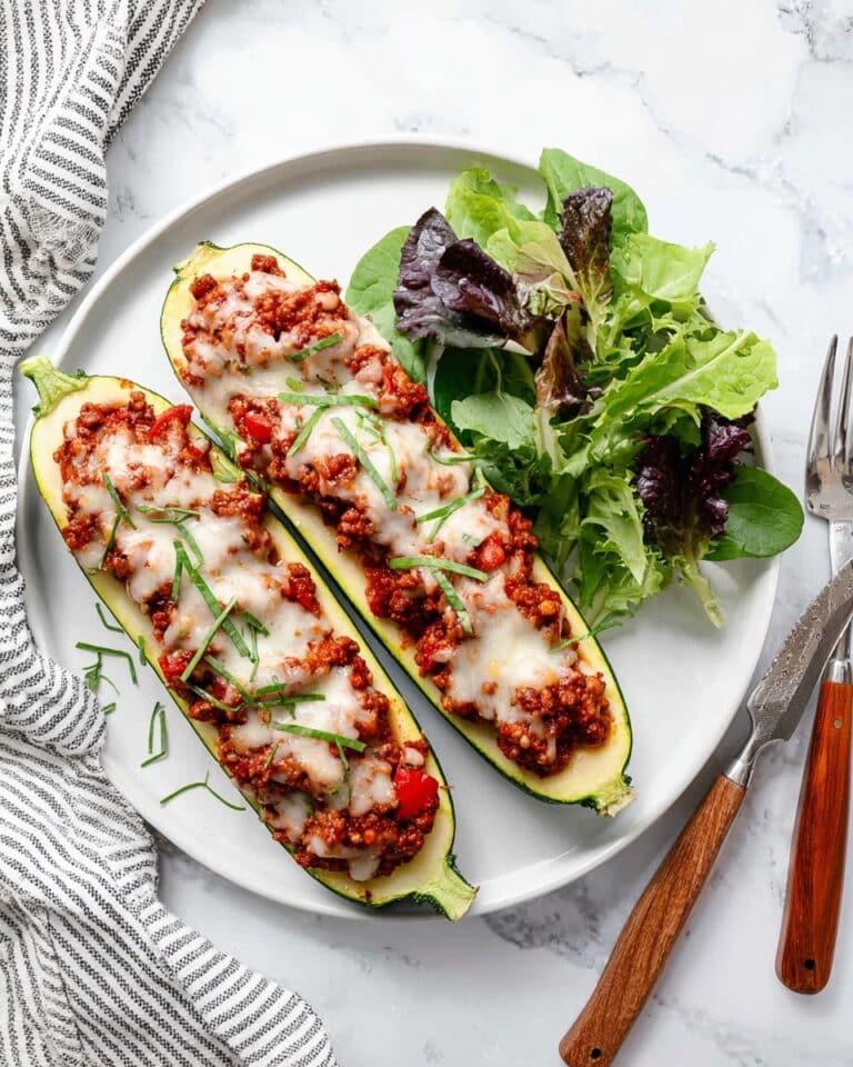Stuffed Zucchini Boats with Italian Sausage, Vegetables, and Cheese Recipe