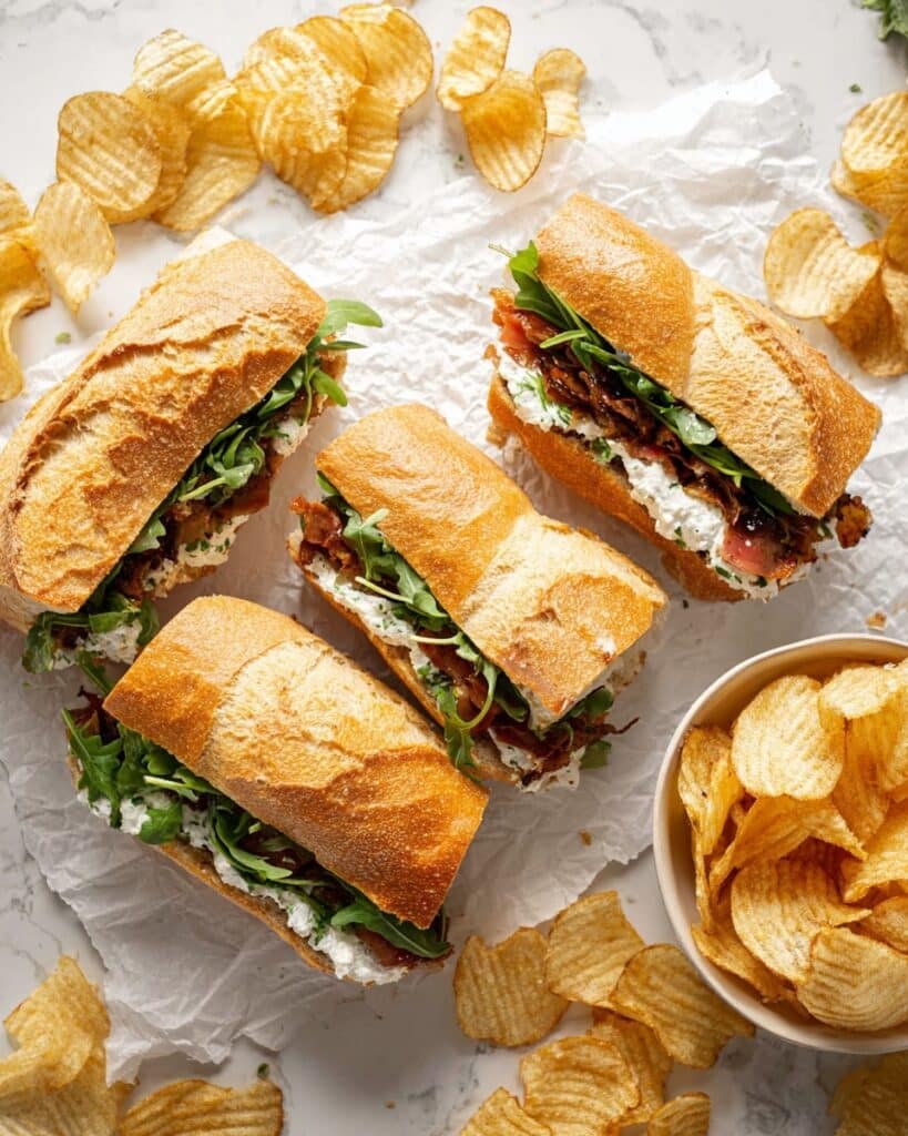 Steak Sandwiches with Roasted Red Pepper Spread and Garlic Herb Cream Cheese Recipe