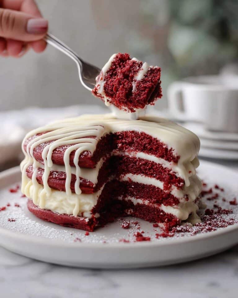 Red Velvet Pancakes with Cream Cheese Glaze Recipe