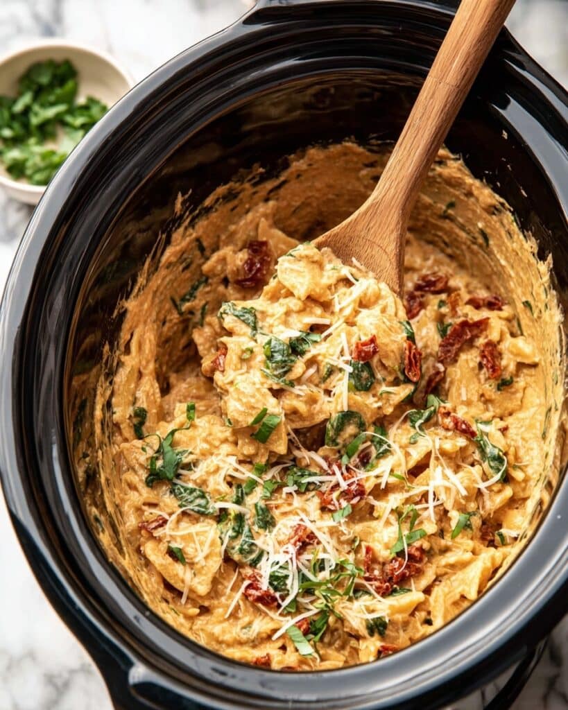 Crockpot Tuscan Chicken with Orzo Recipe