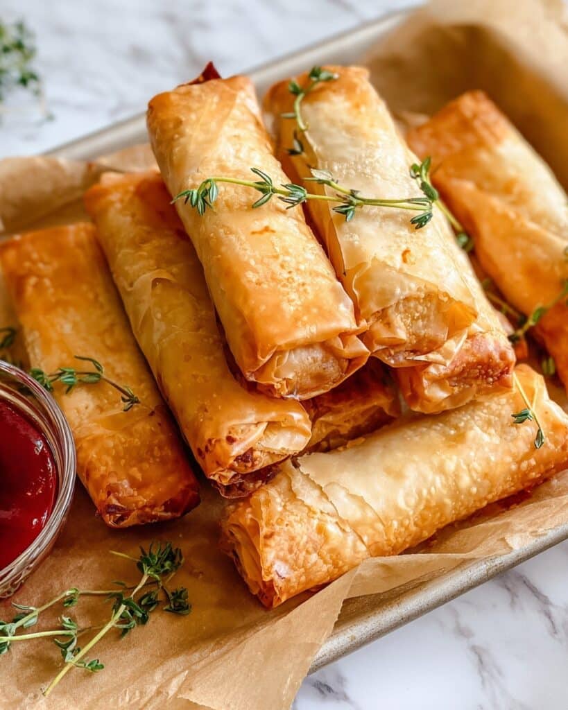 Crispy Baked Feta Rolls with Sweet Chili Dipping Sauce Recipe