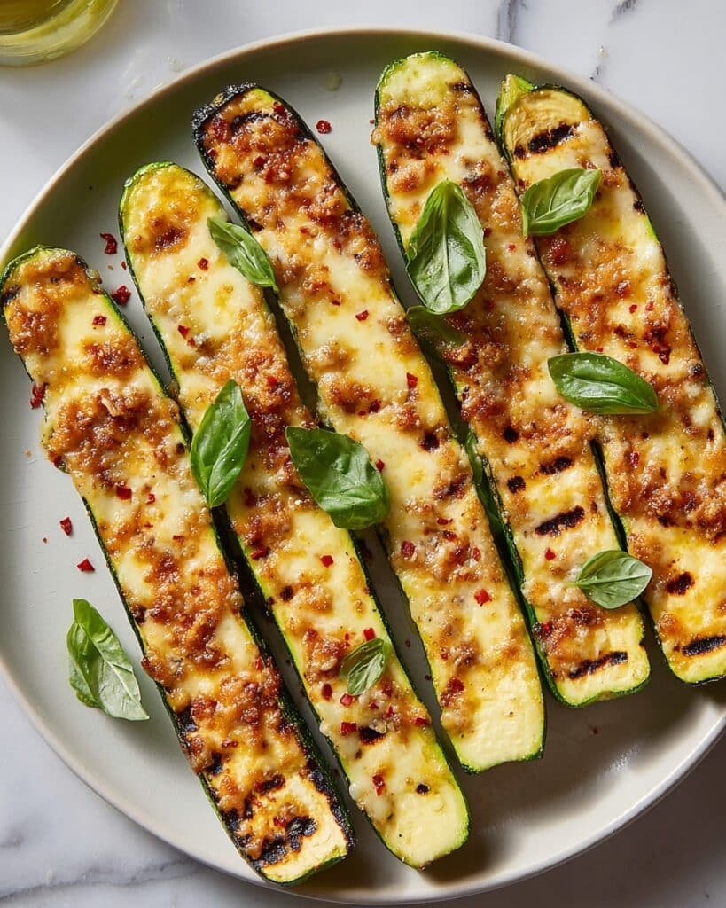 Cheesy Garlic Zucchini Steaks Recipe